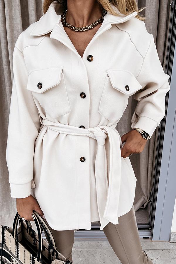 Meet You Outside Tie Front Pocketed Coat