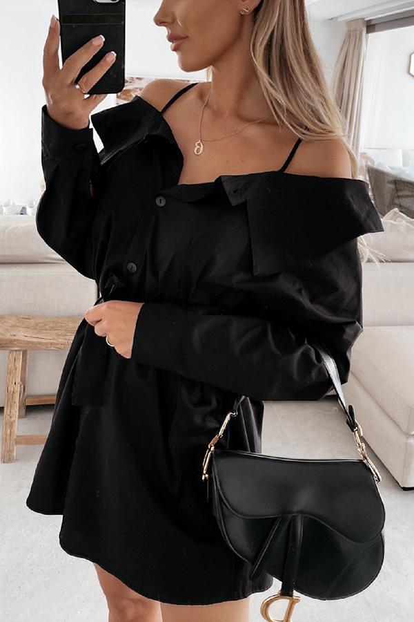 Perfect Together Cold Shoulder Shirt Dress