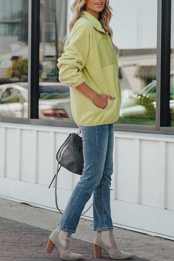 Cozy Fleece Solid Pocketed Jacket