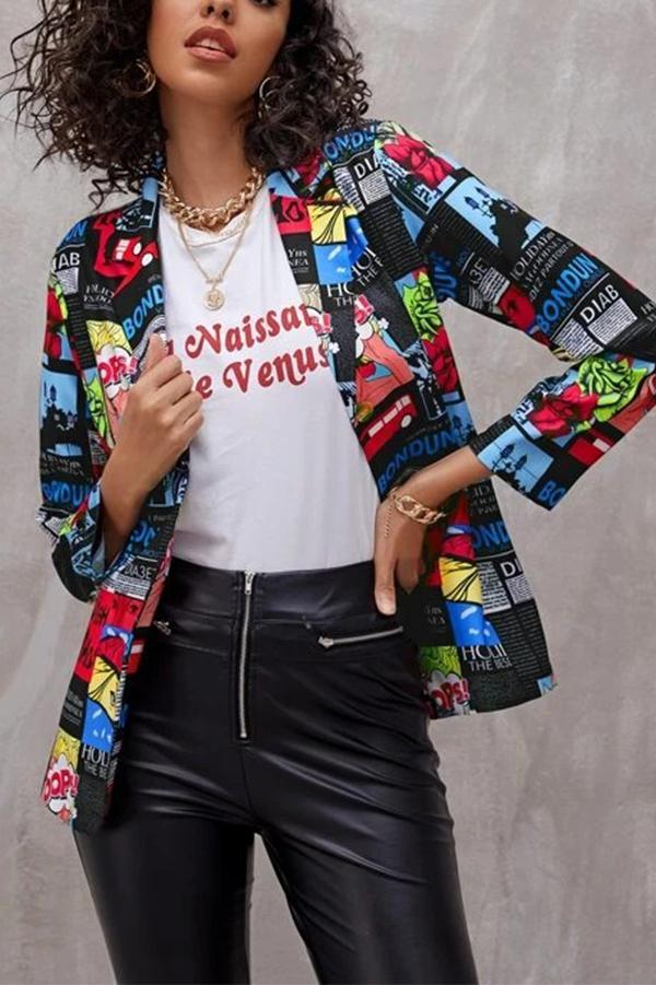 Newspaper Print Lapel Suit