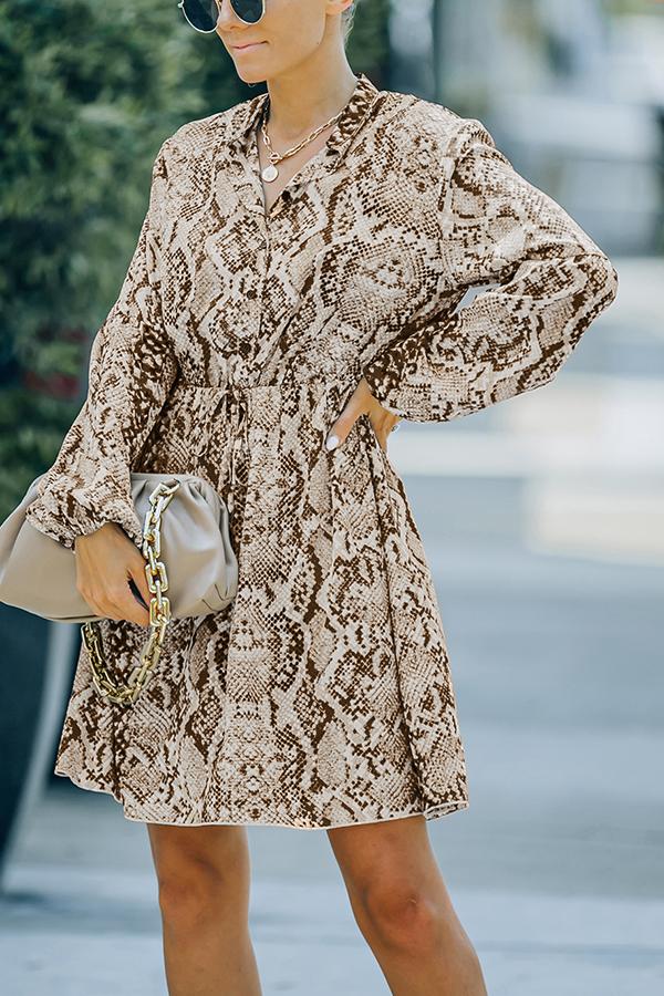 Printed Button Down Mini Dress