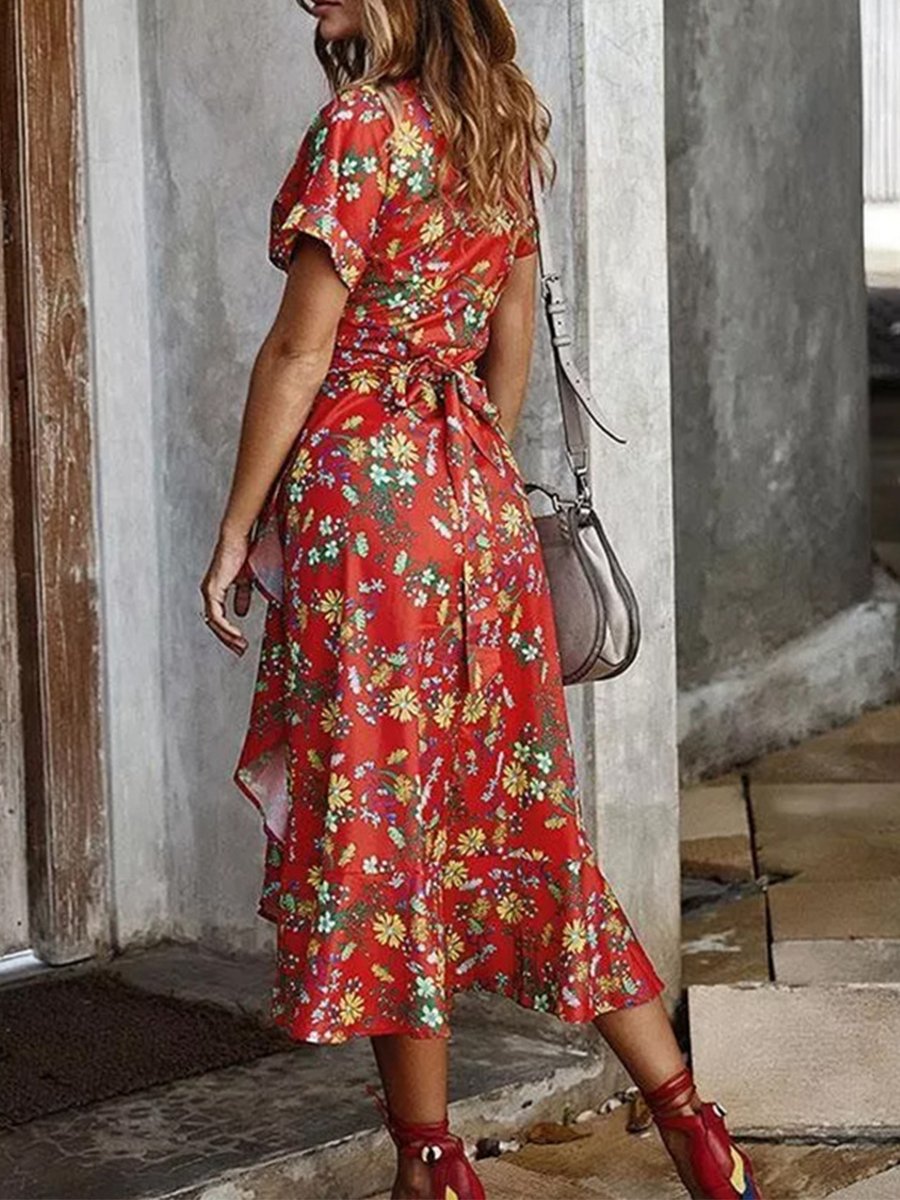 Fashion Casual Print Summer V-neck Dress