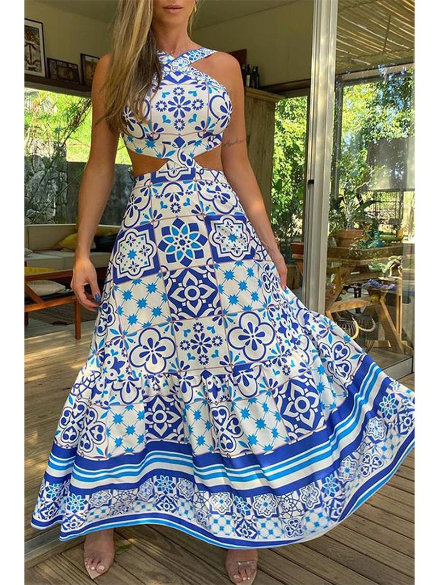 Printed Halter Dress