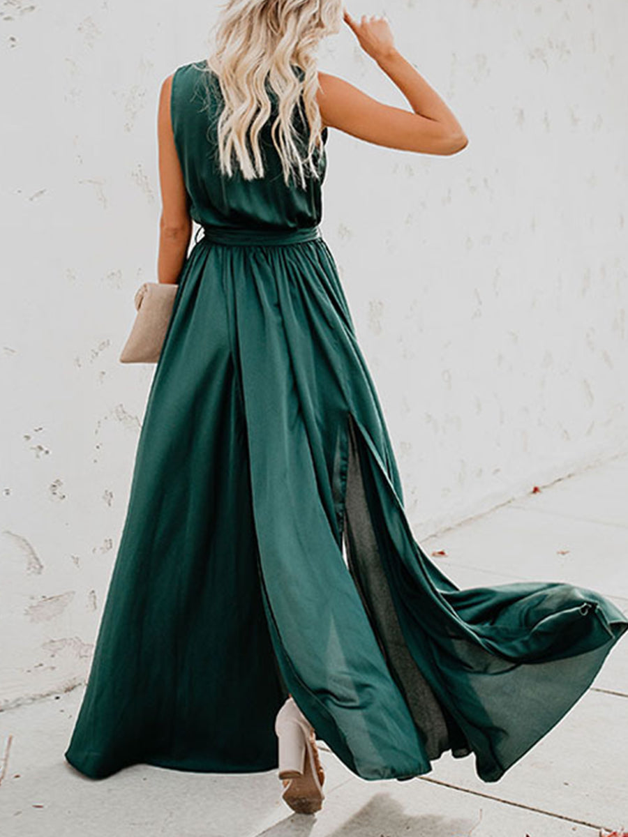 Solid Bohemian Split Dress