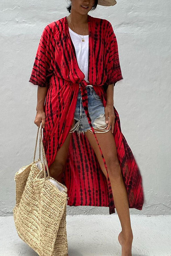 Long Tie-dye Beach Holiday Blouse