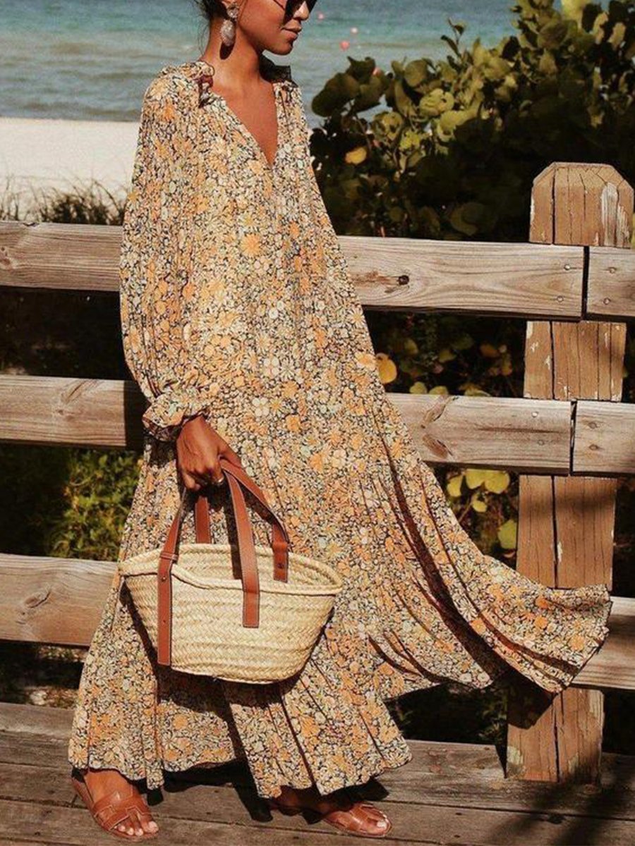 Toes in the Sand Floral Print Maxi Dress