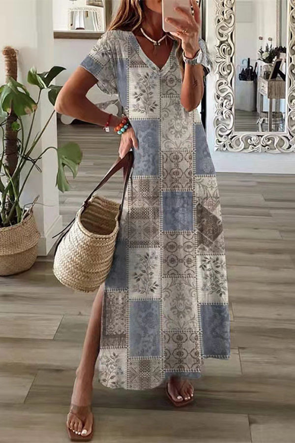 Loose Casual Printed Short Sleeve Dress