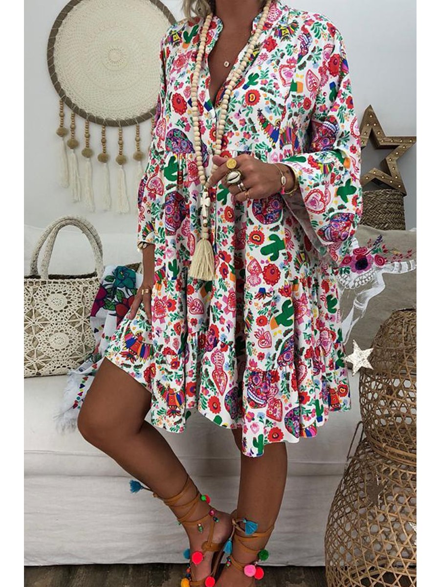 Trendy Cartoon Print Baggy Dress