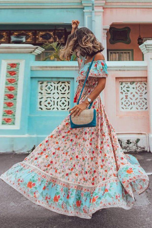 Vacation Sexy Off-the-shoulder Printed Dress