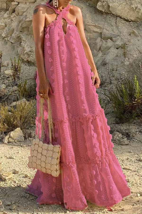 Three-dimensional Flower Mopping Cake Dress