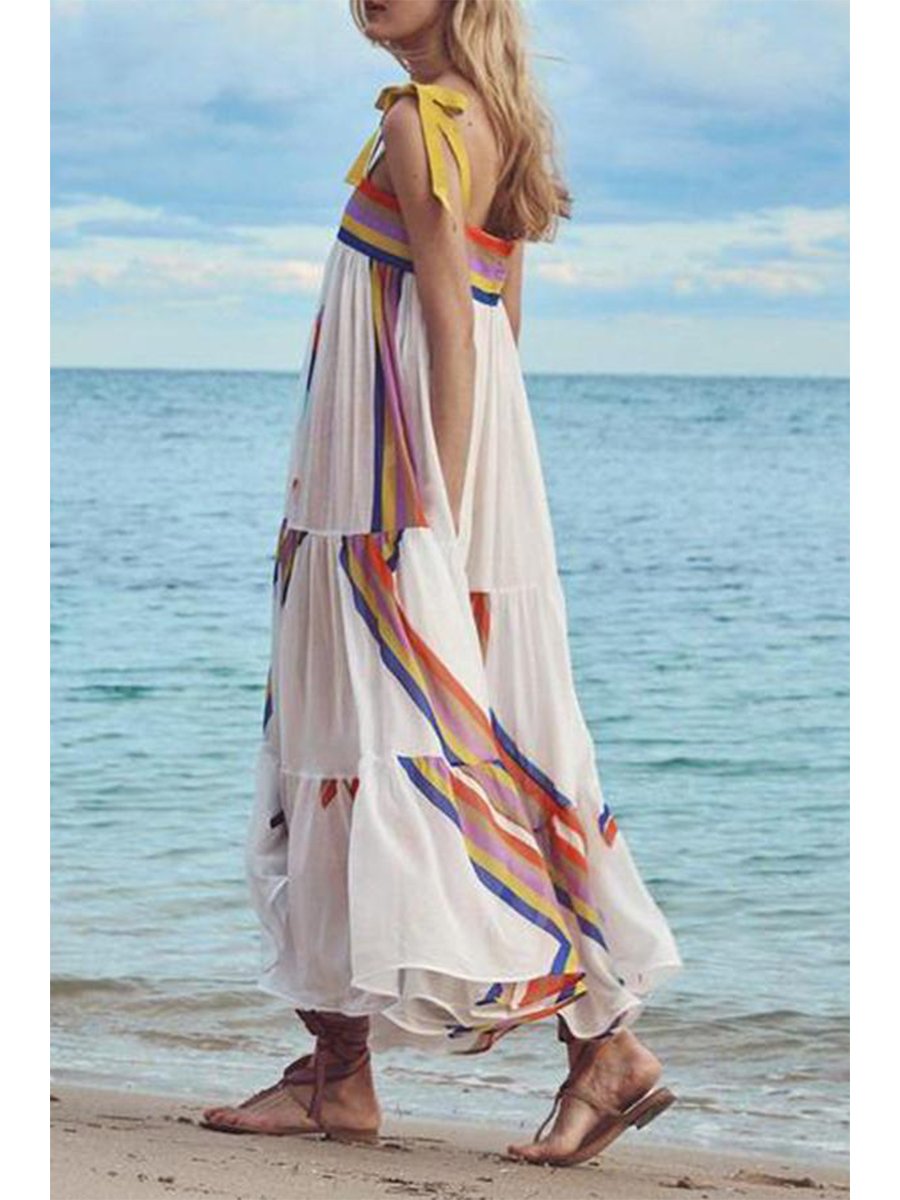 Rainbow Print Beach Dress