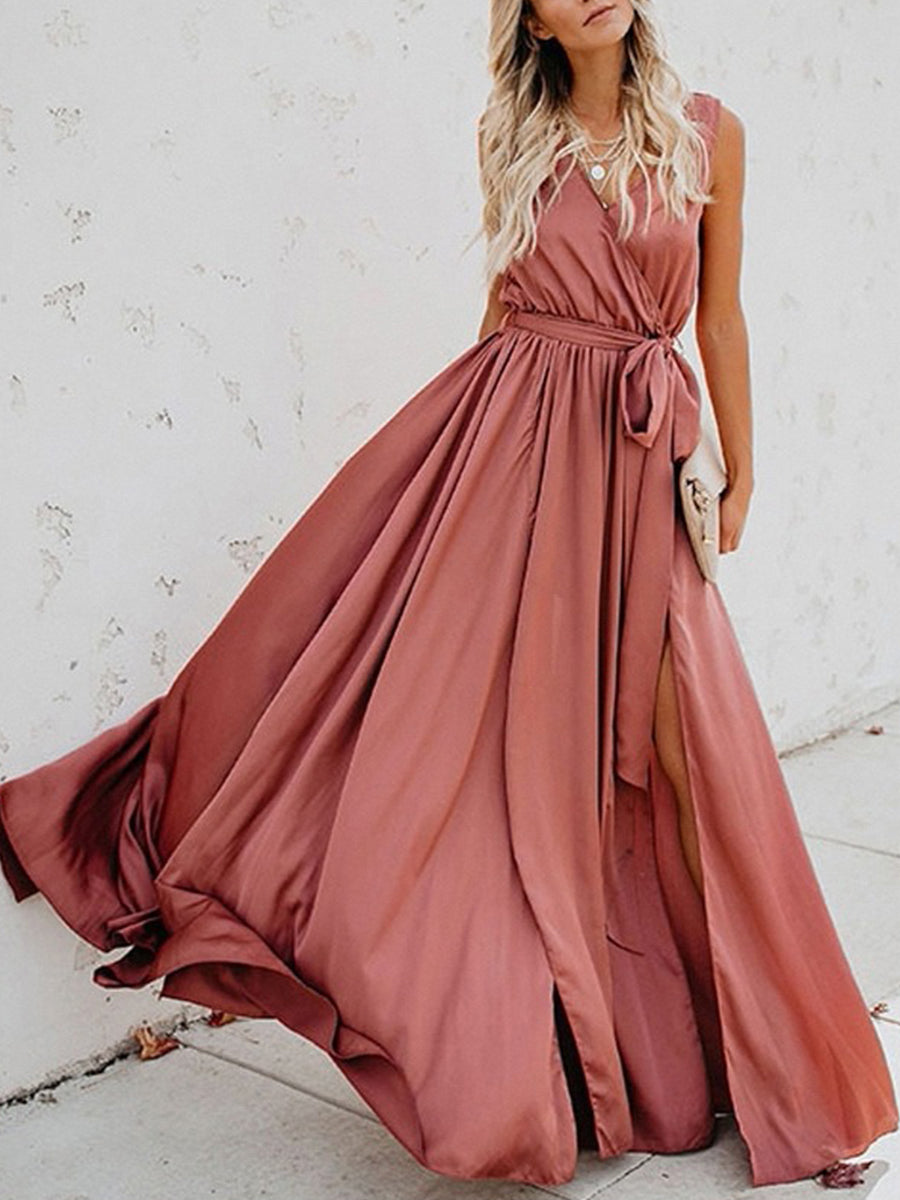 Solid Bohemian Split Dress