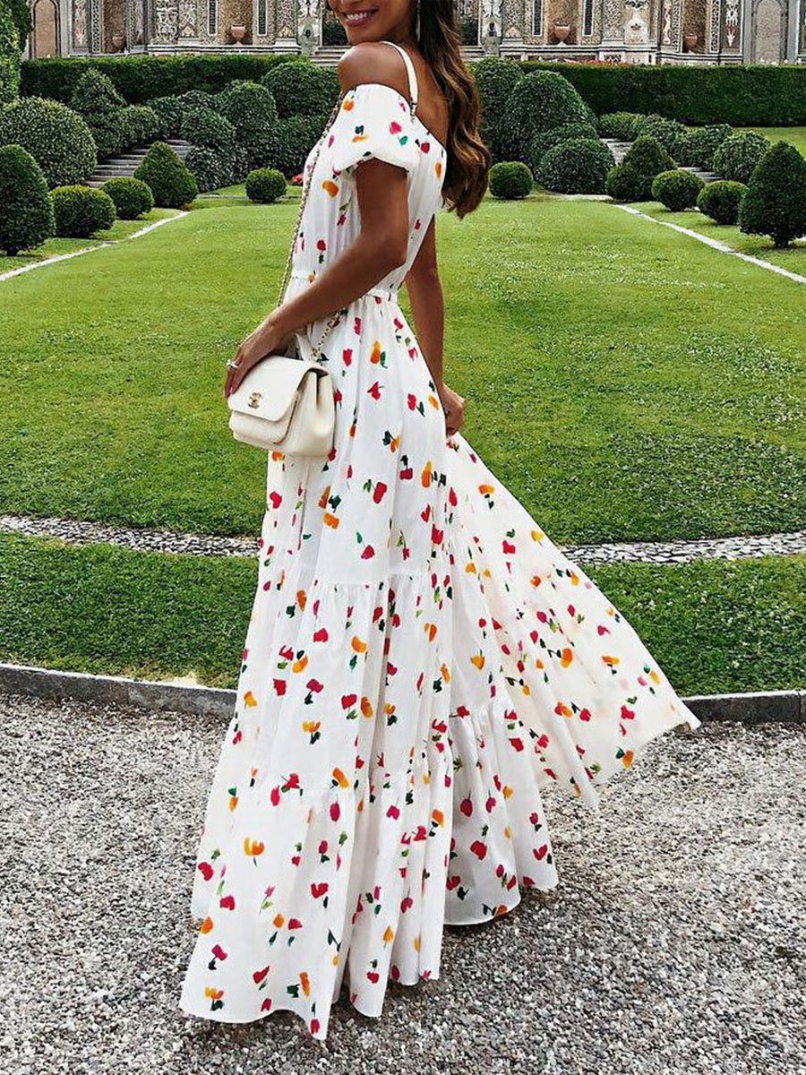 Cherry Polka Dot Temperament Maxi Dress