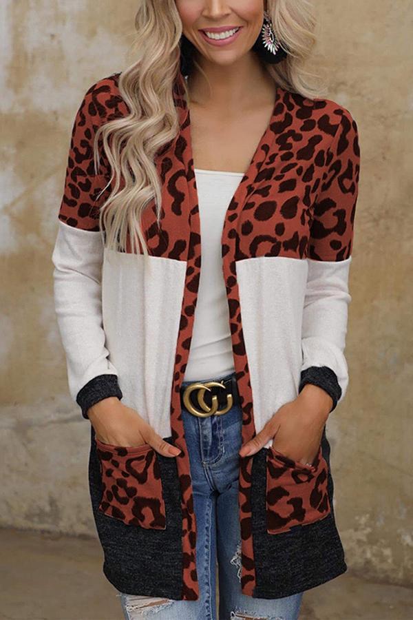 Colorblock Leopard Cardigan