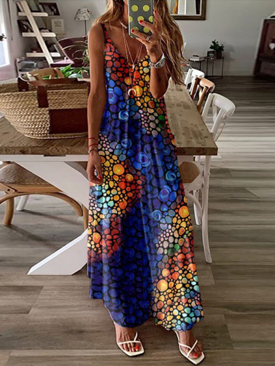 Bohemian Holiday Dress With Loose Straps