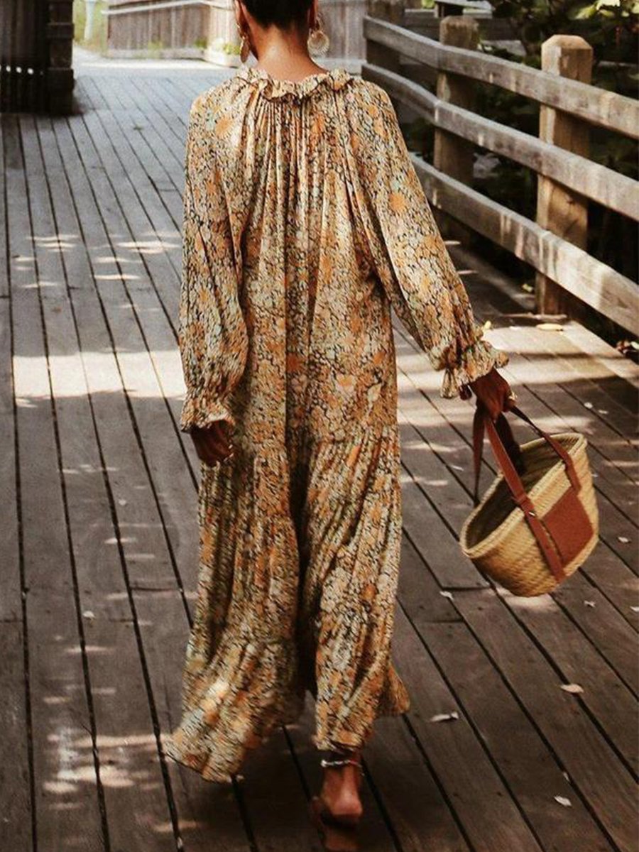 Toes in the Sand Floral Print Maxi Dress