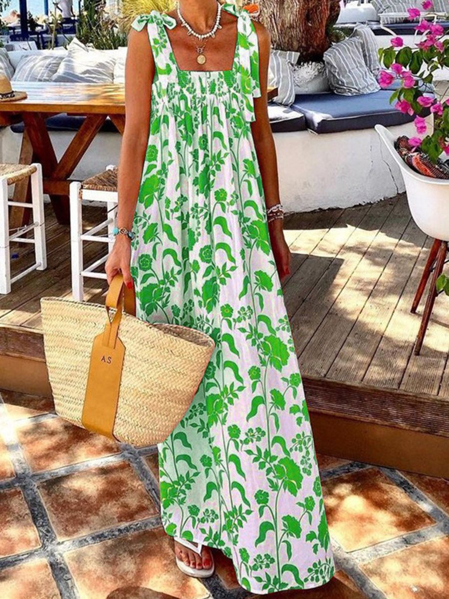 Holiday Style Sling Print Dress