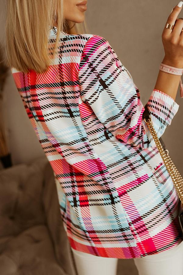 Multicolor Check Printed Suit Jacket