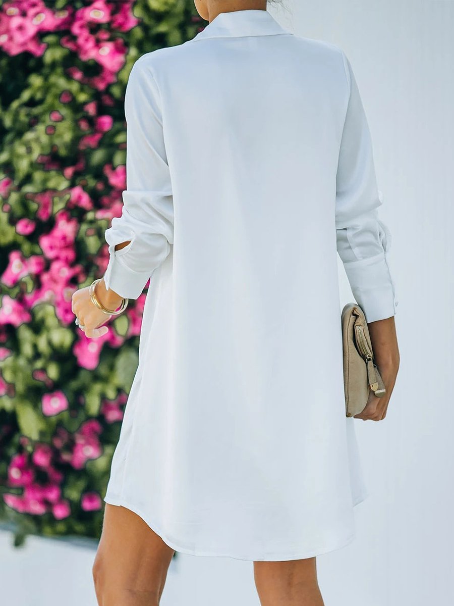 Sure Thing Satin Collared Drape Mini Dress