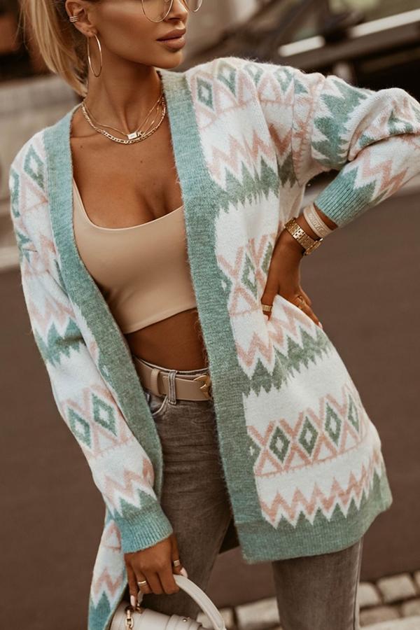 Diamond Jacquard Knitted Cardigan