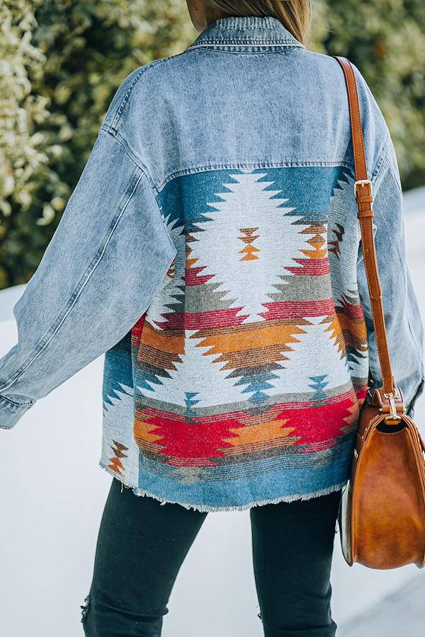 Colorful Woven Contrast Denim Jacket