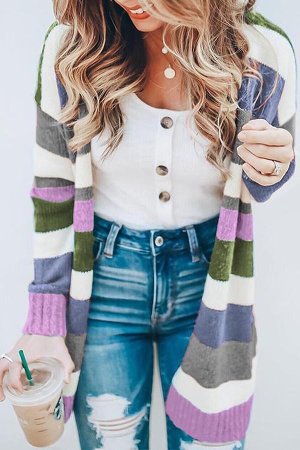 Christmas Dream Color Block Relaxed Cardigan