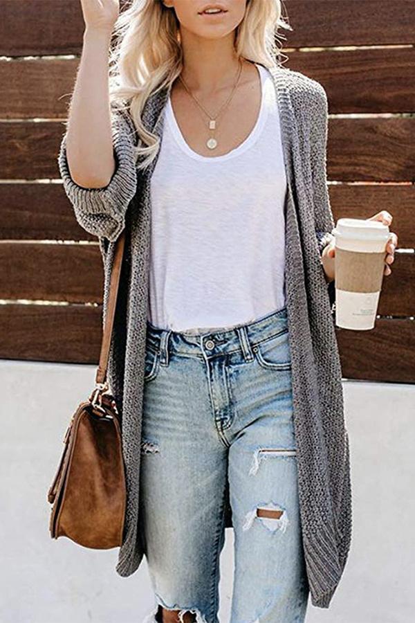 Casual Long Sleeve Knit Cardigan