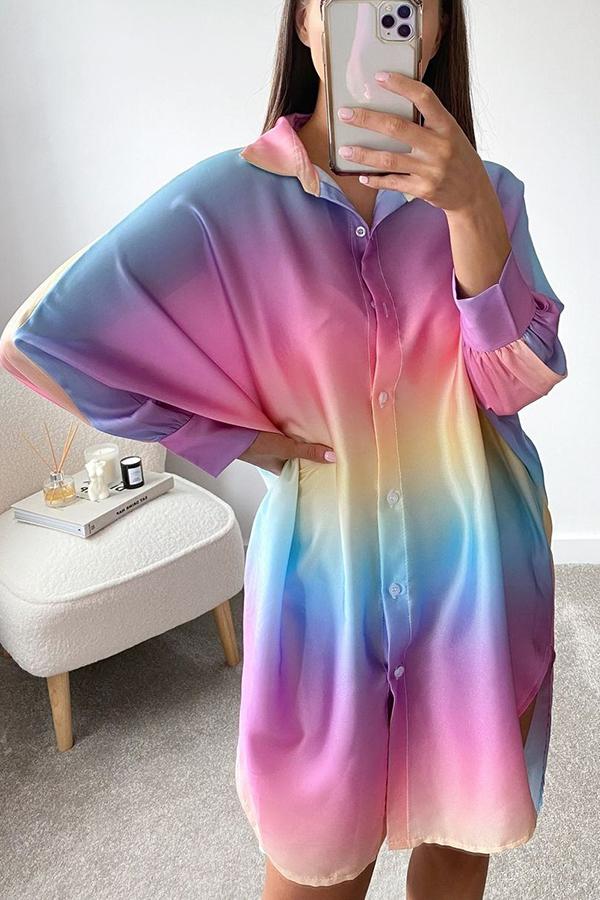 The Prettiest Rainbow Oversized Shirt Dress