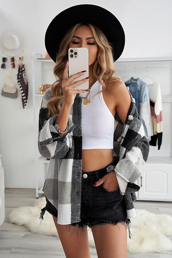 Plaid Color Block Shacket