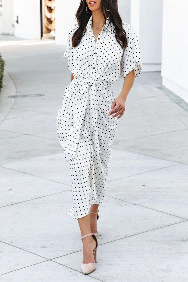 Polka Dot Sleeve Midi Dress