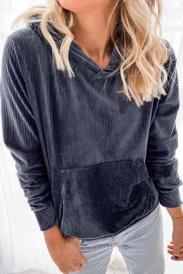 Look At Her Velvet Pocketed Hoodie