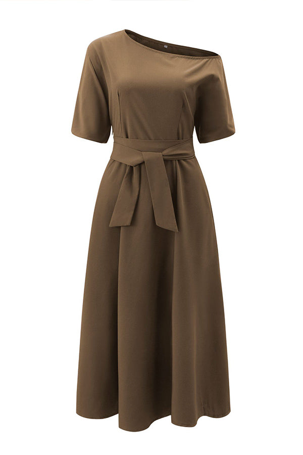 Fashion Oblique Shoulder Strap Dress