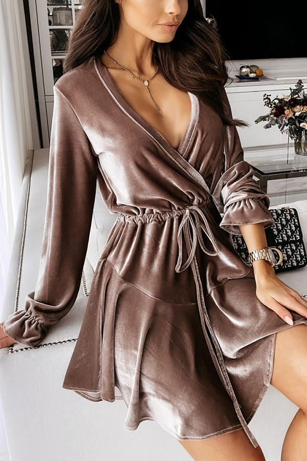 Velvet Detailed Wrap Dress