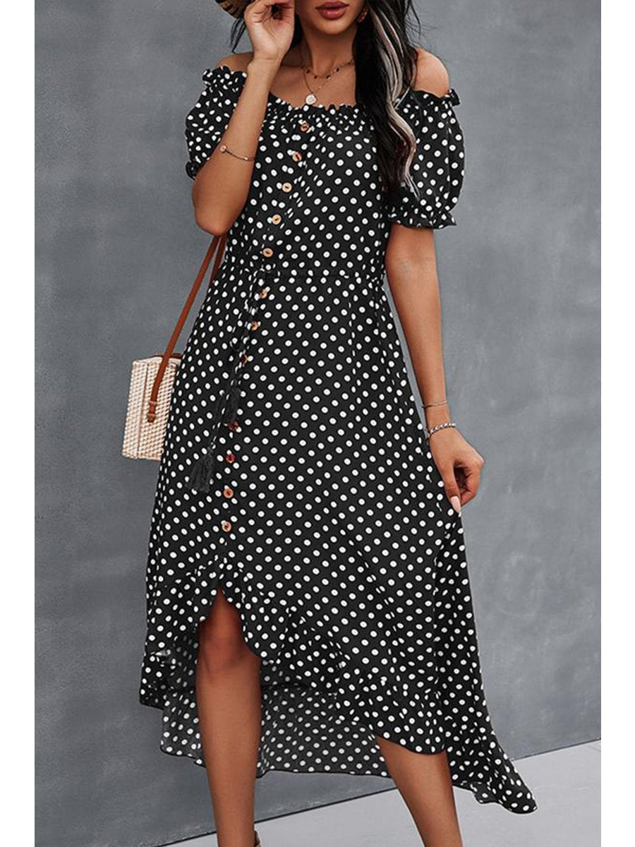 Trendy Polka Dot Strapless Dress