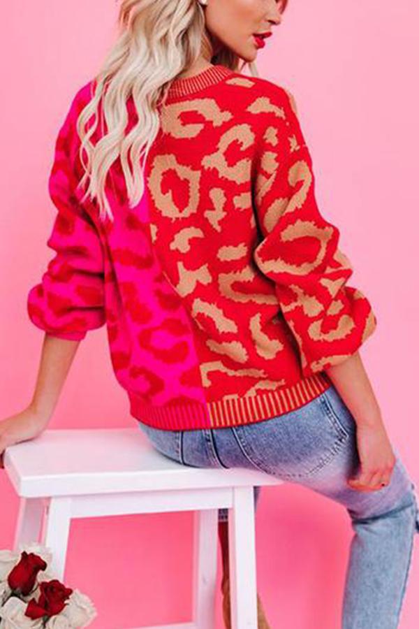 Two-Tone Button Front Leopard Cardigan