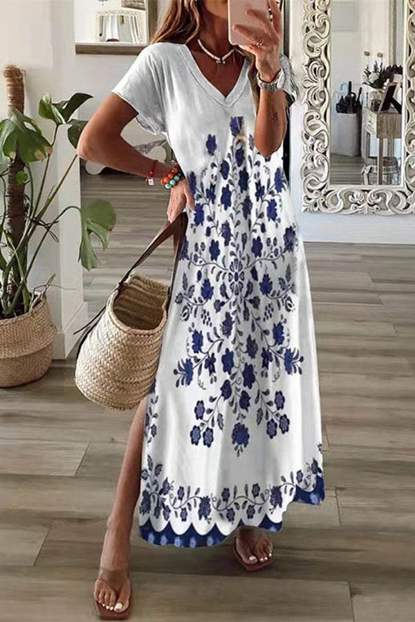Loose Casual Printed Short Sleeve Dress