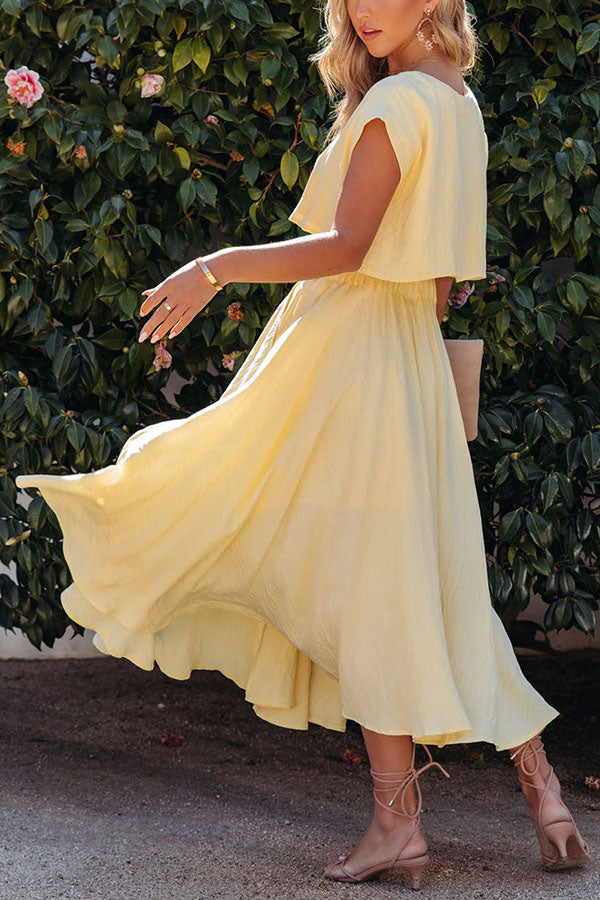 Linen Crop Top+ Pocketed Midi Skirt Suit