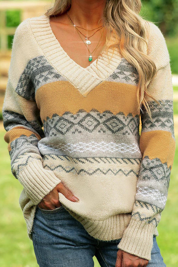 Modern Print Long Sleeve Sweater
