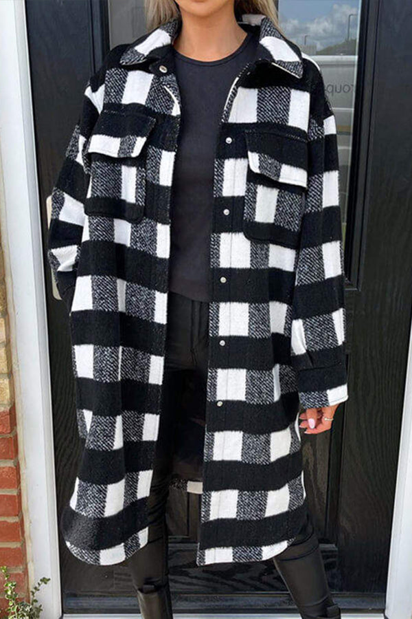 Lapel Casual Loose Plaid Jacket
