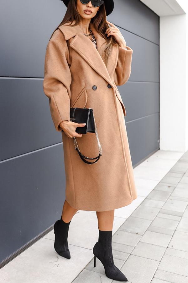 Solid Color Lapel Coat