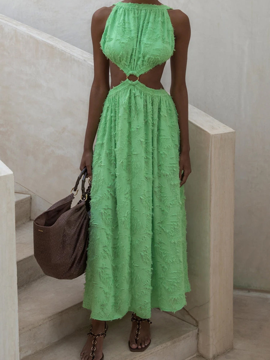Chic Cutout Back Open Maxi Vacation Dress