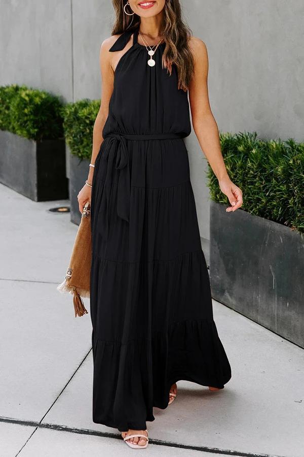 Glamorous Solid Halter Maxi Dress