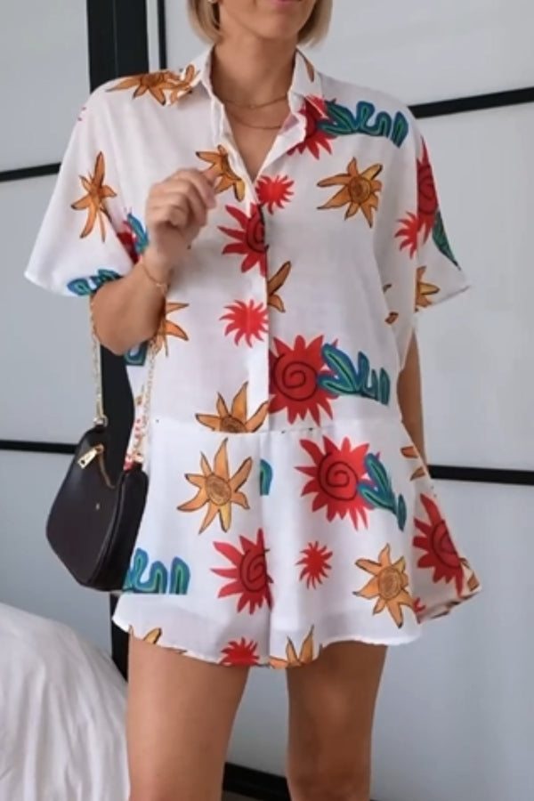 Simple Hand Drawn Print Jumpsuits