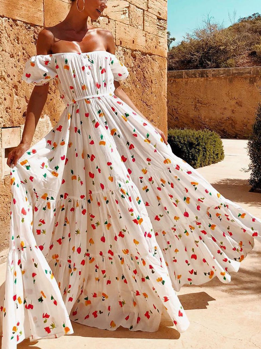 Cherry Polka Dot Temperament Maxi Dress