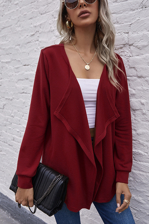 Solid-color Stitching Long Sleeve Cardigan Jacket