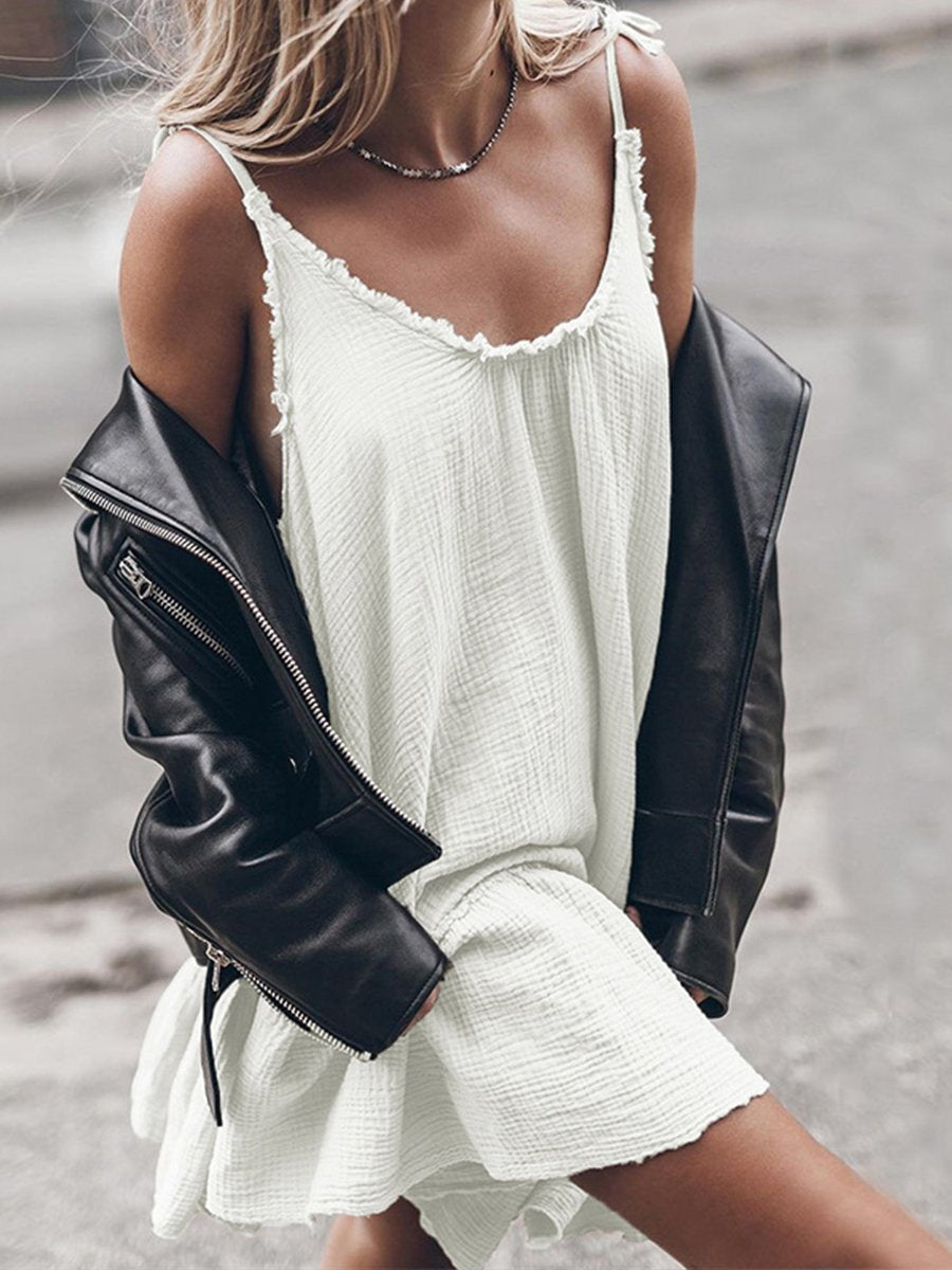 Open Back Halter Vest Mini Dress