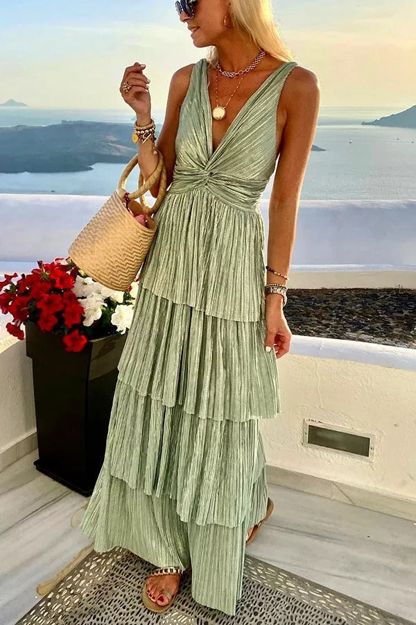 Darling Muse Shimmer Tiered Maxi Dress