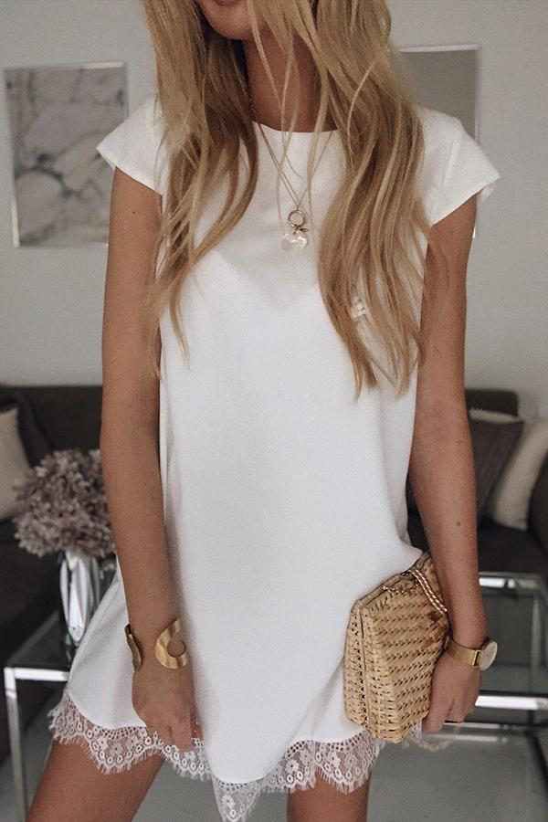 Lace Tie Mini Dress
