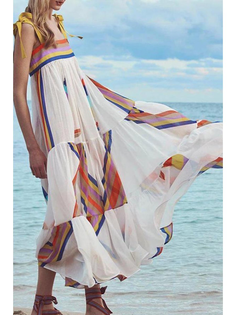 Rainbow Print Beach Dress