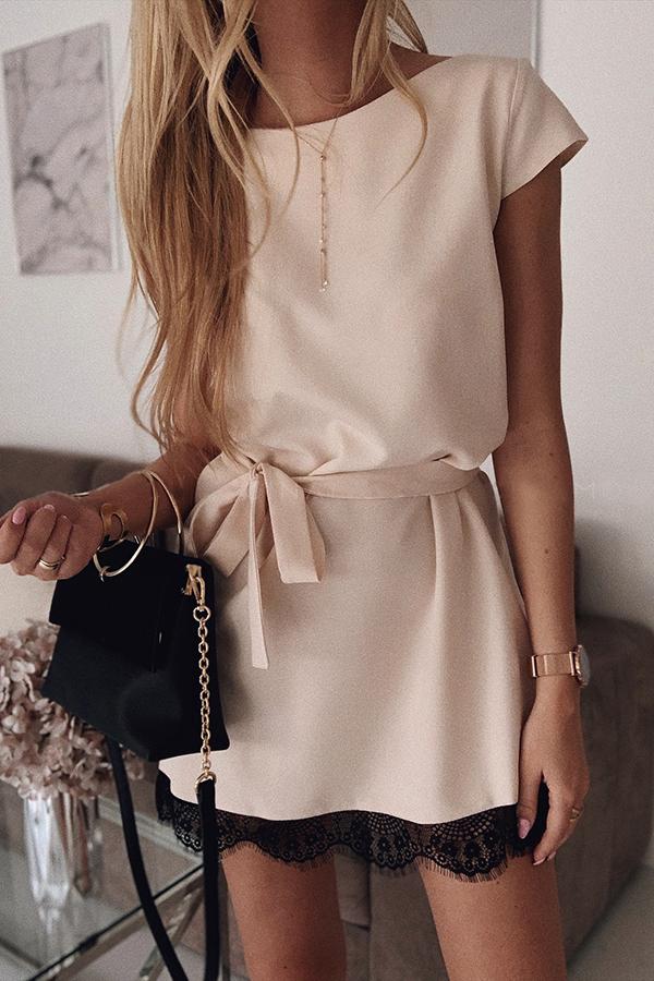 Lace Tie Mini Dress